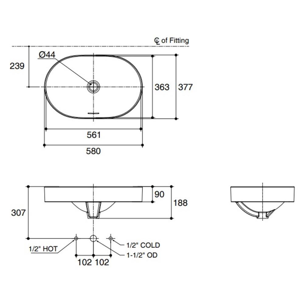 อ่างล้างหน้าวางบน KOHLER K-31701X-0 สีขาว