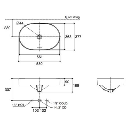 อ่างล้างหน้าวางบน KOHLER K-31701X-0 สีขาว_2