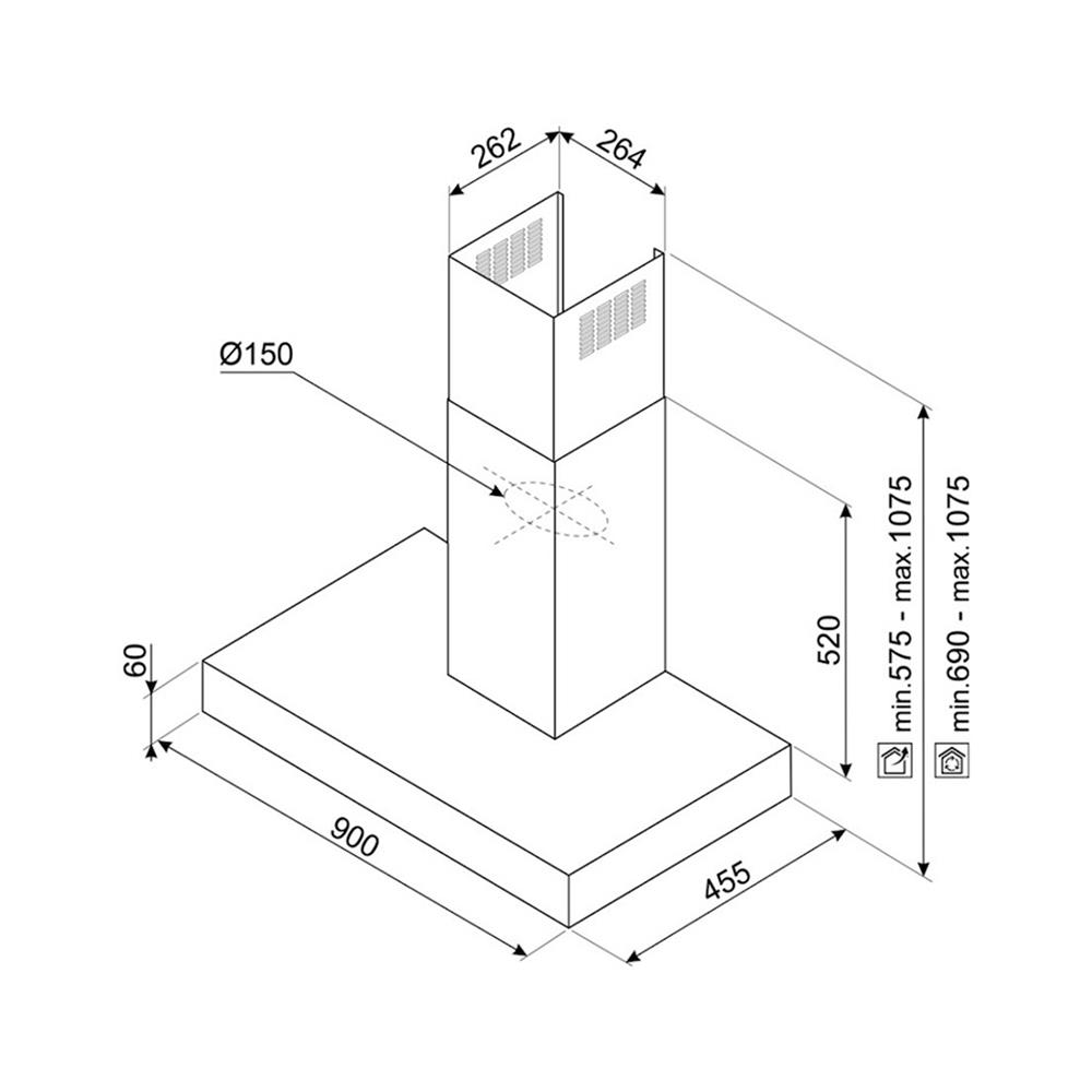เครื่องดูดควันกระโจม SMEG KBT9L4VN 90 ซม.