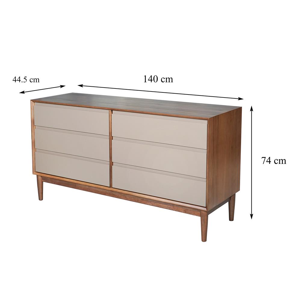 ตู้ลิ้นชัก 6 ลิ้นชัก FURDINI BRISTOL BR-155 สีวอลนัท/น้ำตาล