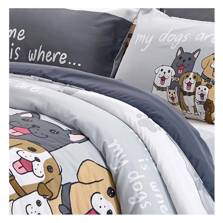 ชุดผ้าปูที่นอน 6 ฟุต 5 ชิ้น TULIP หมาจ๋า 60012-DLC044_1