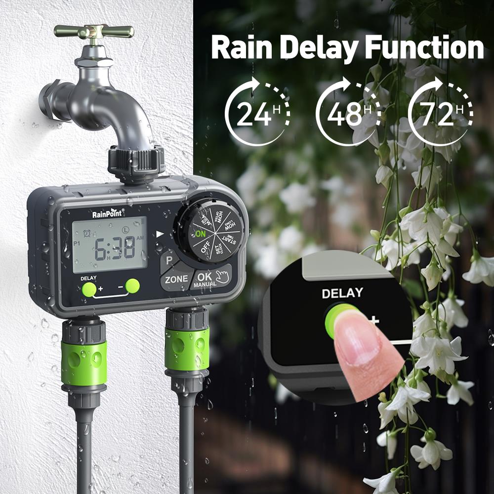 เครื่องตั้งเวลารดน้ำดิจิทัลหลายโปรแกรม RAINPOINT 2-ZONE
