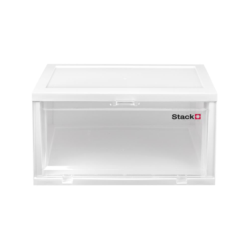 กล่องรองเท้า STACKO TOWER 35x28x19 ซม. สีขาว/ใส
