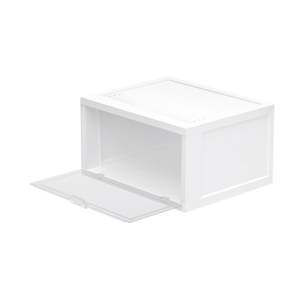 กล่องรองเท้า STACKO TOWER 35x28x19 ซม. สีขาว/ใส