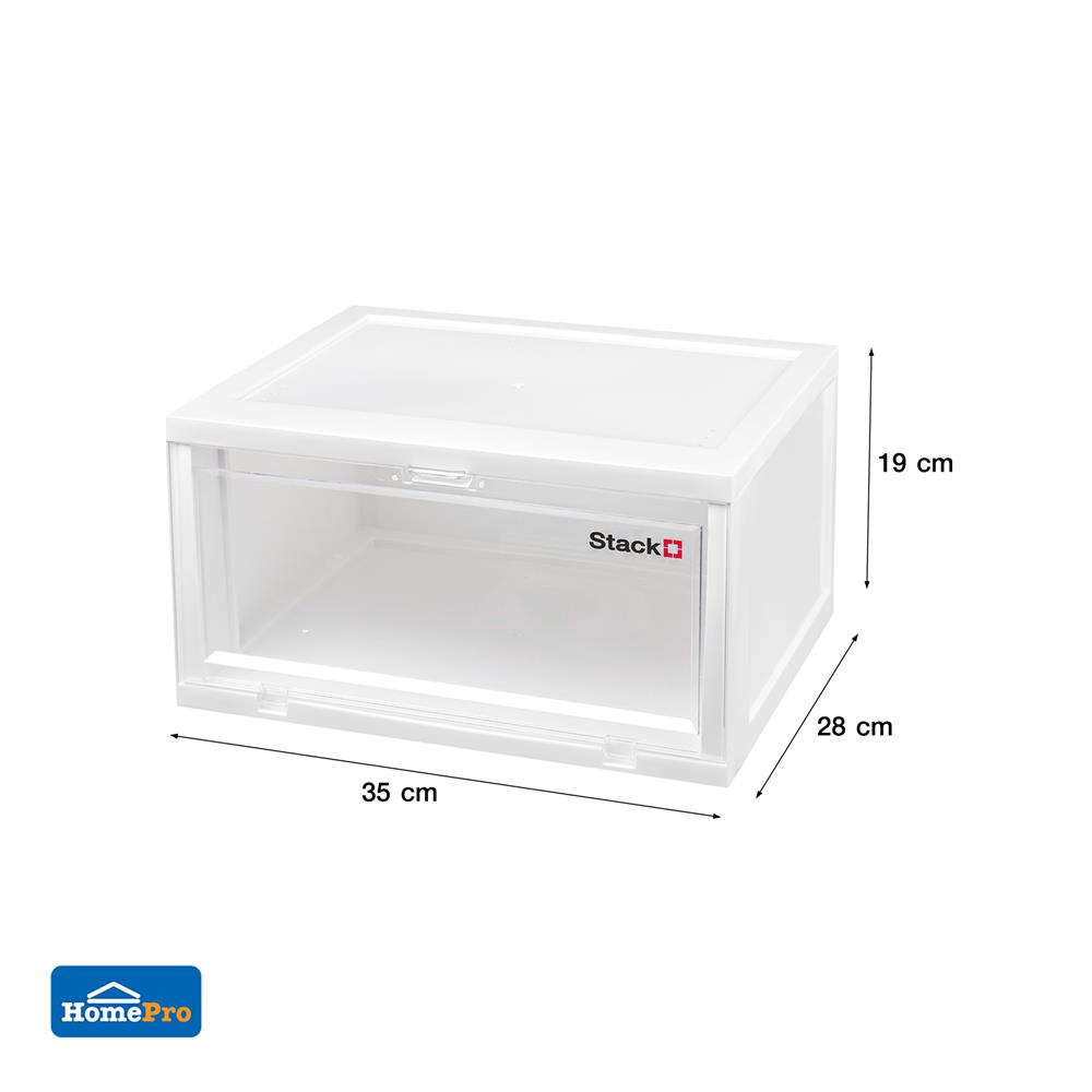 กล่องรองเท้า STACKO TOWER 35x28x19 ซม. สีขาว/ใส