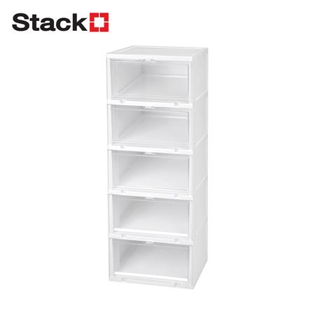 กล่องรองเท้า 5 ช่อง STACKO TOWER 35x28x88 ซม. สีขาว/ใส_0