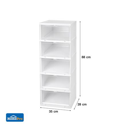 กล่องรองเท้า 5 ช่อง STACKO TOWER 35x28x88 ซม. สีขาว/ใส_6