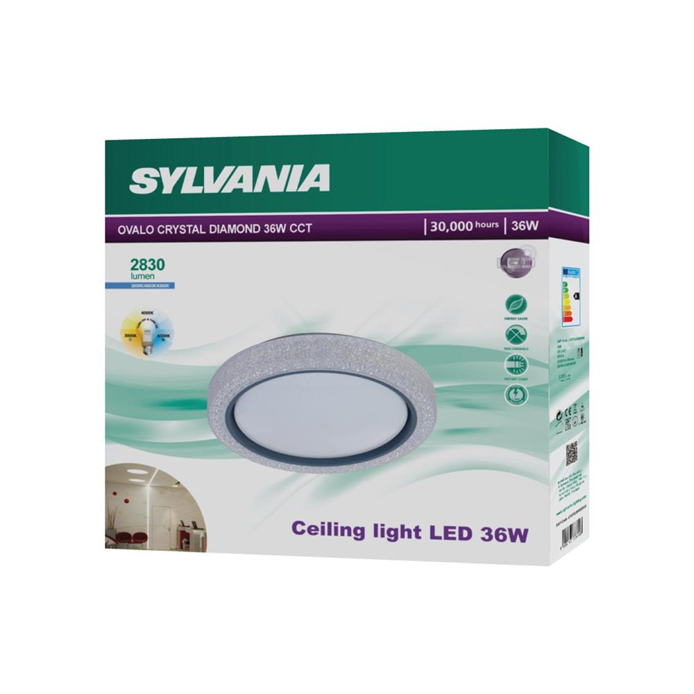 ไฟเพดาน LED OVALO CRYSTAL DIAMOND 15.55 นิ้ว 36 วัตต์ DAYLIGHT/COOL WHITE/WARM WHITE  สีขาว