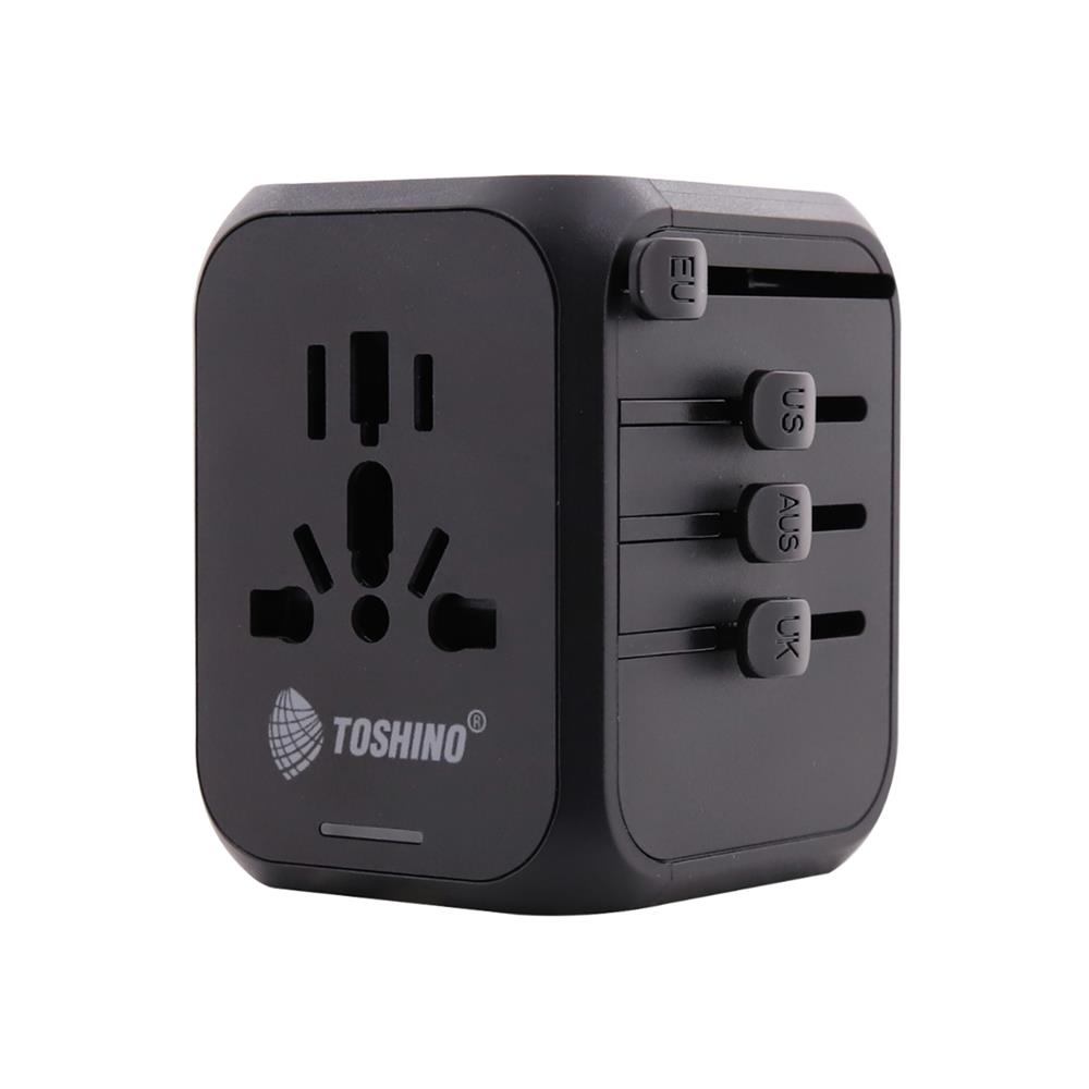 ปลั๊กแปลง 4 IN 1 UNIVERSAL 2 USB 1 TYPE C TOSHINIO DE-30WPD สีดำ