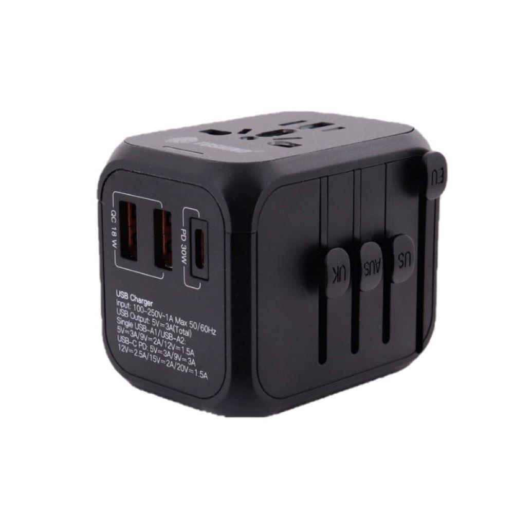 ปลั๊กแปลง 4 IN 1 UNIVERSAL 2 USB 1 TYPE C TOSHINIO DE-30WPD สีดำ