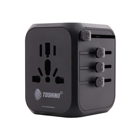 ปลั๊กแปลง 4 IN 1 UNIVERSAL 2 USB 1 TYPE C TOSHINIO DE-30WPD สีดำ