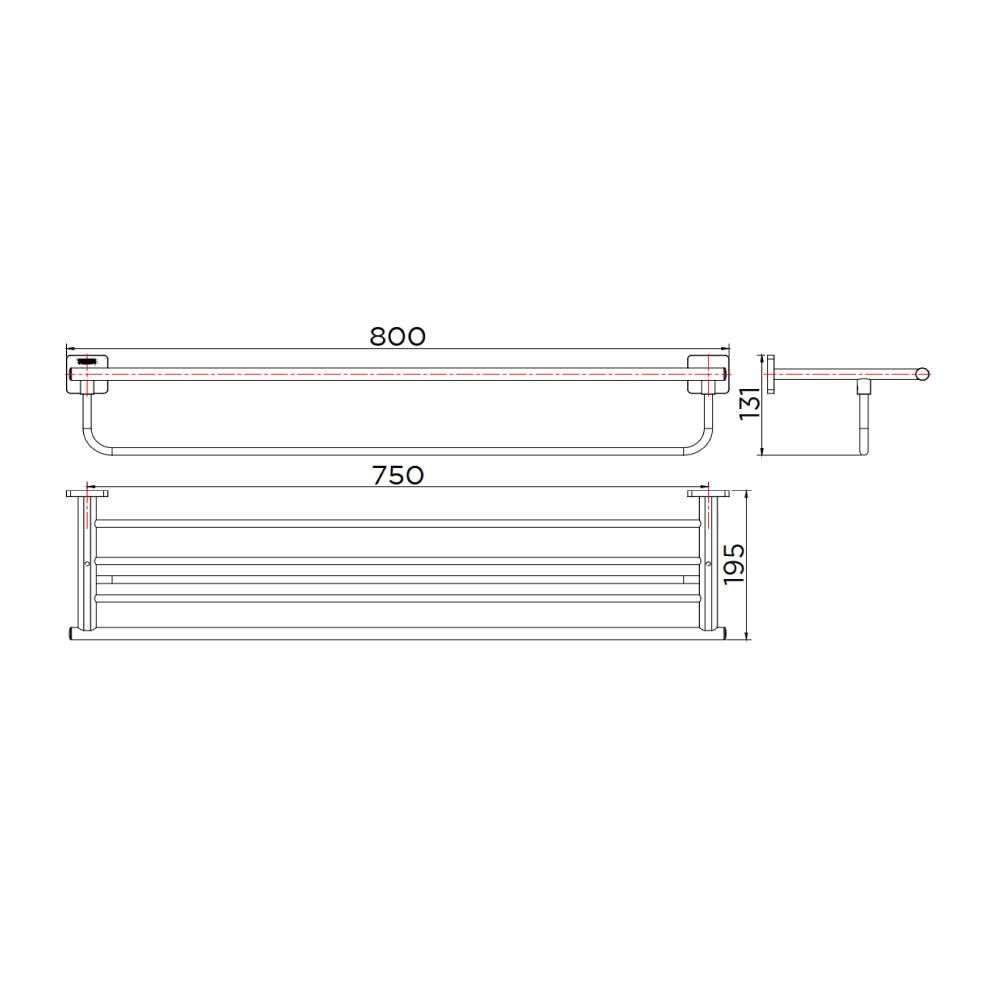 ชั้นวางพร้อมราวแขวนผ้า KARAT FAUCET KB-08-912-50 สีโครม