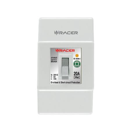 เซฟตี้เบรกเกอร์พร้อมกล่อง 20 แอมป์ 1 เฟส RACER 2P1E 1.5KA_0