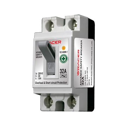เซฟตี้เบรกเกอร์พร้อมกล่อง 32 แอมป์ 1 เฟส RACER 2P1E 1.5KA_2