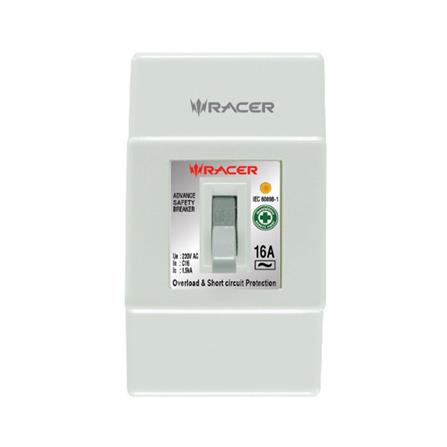 เซฟตี้เบรกเกอร์พร้อมกล่อง 16 แอมป์ 1 เฟส RACER 2P1E 1.5KA_0