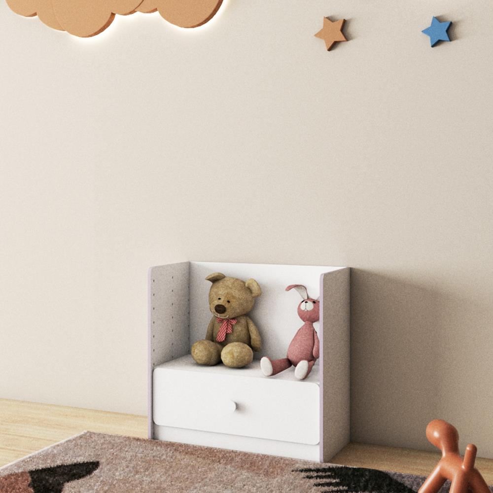 ชั้นวางของโล่งพร้อมลิ้นชักสำหรับเด็ก OYAKOO CARTER 83 ซม. สีขาว/ฟ้า