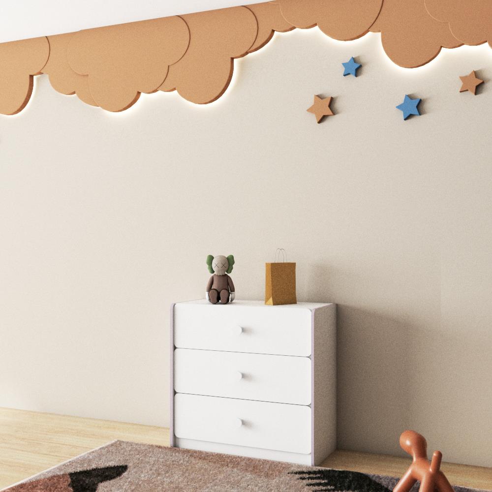 ตู้ลิ้นชักเด็ก 3 ลิ้นชัก OYAKOO CARTER สีขาว/ฟ้า