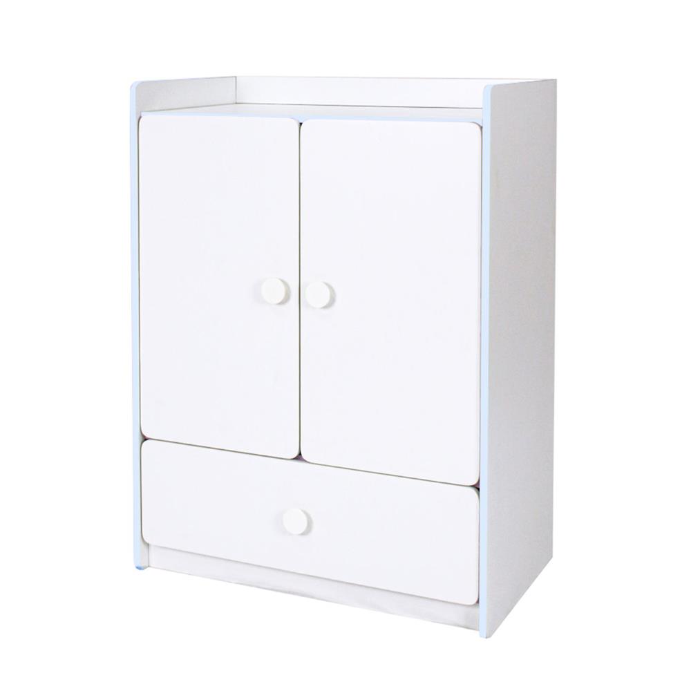 ตู้เสื้อผ้าสำหรับเด็ก 2 บานเปิด OYAKOO CARTER สีขาว/ฟ้า
