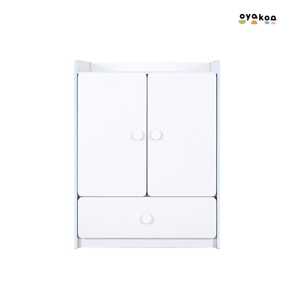 ตู้เสื้อผ้าสำหรับเด็ก 2 บานเปิด OYAKOO CARTER สีขาว/ฟ้า