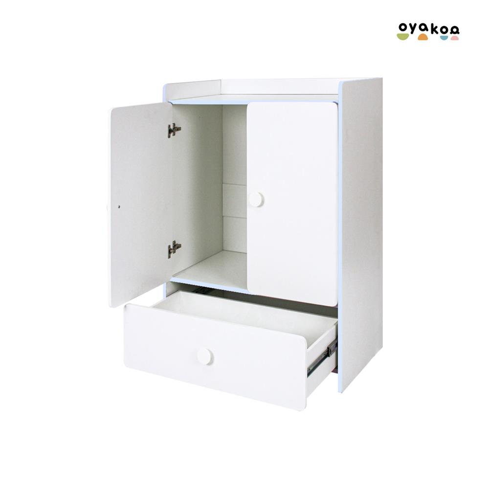 ตู้เสื้อผ้าสำหรับเด็ก 2 บานเปิด OYAKOO CARTER สีขาว/ฟ้า