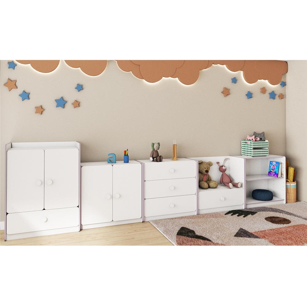 ตู้เสื้อผ้าสำหรับเด็ก 2 บานเปิด OYAKOO CARTER สีขาว/ฟ้า