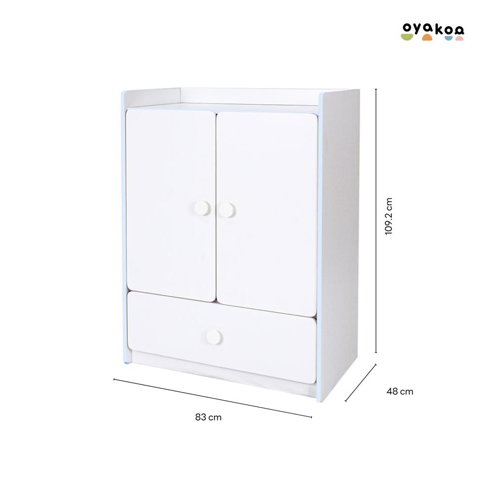 ตู้เสื้อผ้าสำหรับเด็ก 2 บานเปิด OYAKOO CARTER สีขาว/ฟ้า