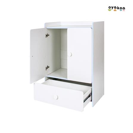 ตู้เสื้อผ้าสำหรับเด็ก 2 บานเปิด OYAKOO CARTER สีขาว/ฟ้า_3