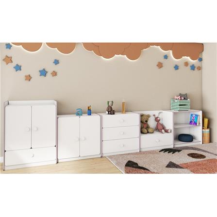 ตู้เสื้อผ้าสำหรับเด็ก 2 บานเปิด OYAKOO CARTER สีขาว/ฟ้า_9