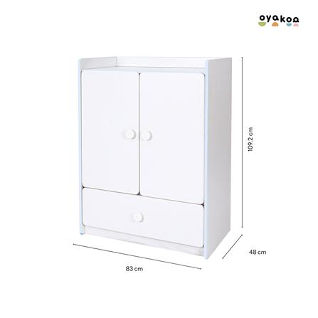 ตู้เสื้อผ้าสำหรับเด็ก 2 บานเปิด OYAKOO CARTER สีขาว/ฟ้า_10
