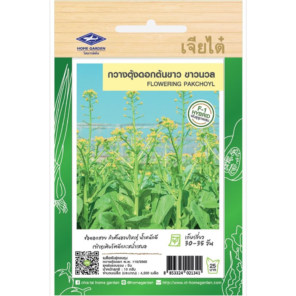 เมล็ดพันธุ์กวางตุ้งดอกต้นขาว ขาวนวล ตราเจียไต๋ โฮมการ์เด้น 10 ก.