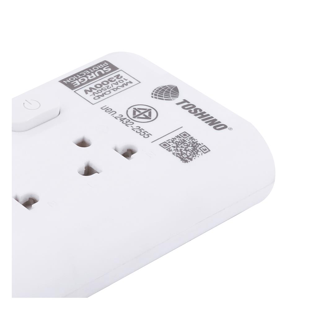 รางปลั๊กไฟ 3 ช่อง 3 สวิตซ์ TOSHINO ECO-32P2 2 ม. สีขาว แพ็กคู่