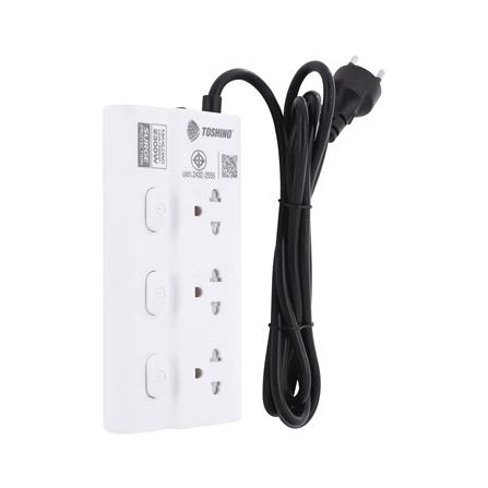รางปลั๊กไฟ 3 ช่อง 3 สวิตซ์ TOSHINO ECO-32P2 2 ม. สีขาว แพ็กคู่_2