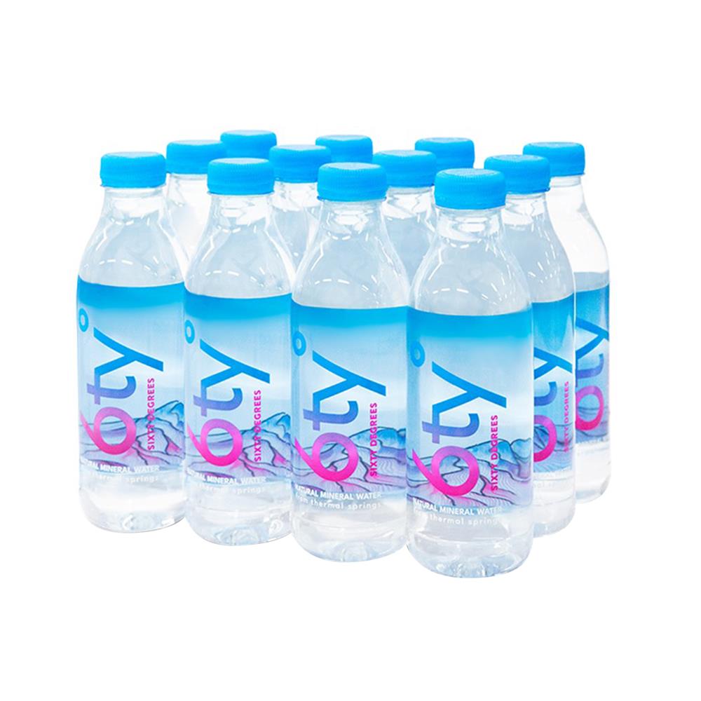 น้ำแร่ธรรมชาติ 100% ซิกตี้ดีกรี 350 มล. แพ็ก 12 ขวด