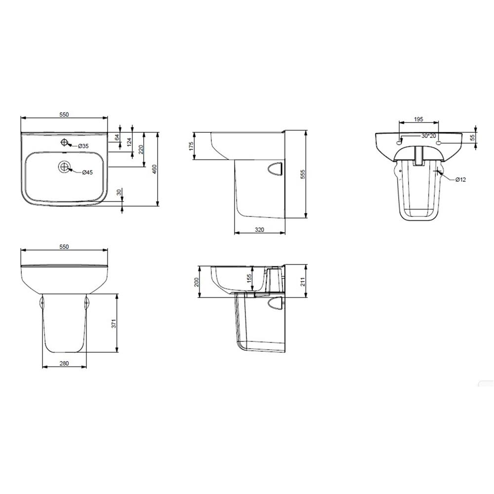 อ่างล้างหน้าพร้อมขาตั้ง HAFELE 495.60.889 สีขาว