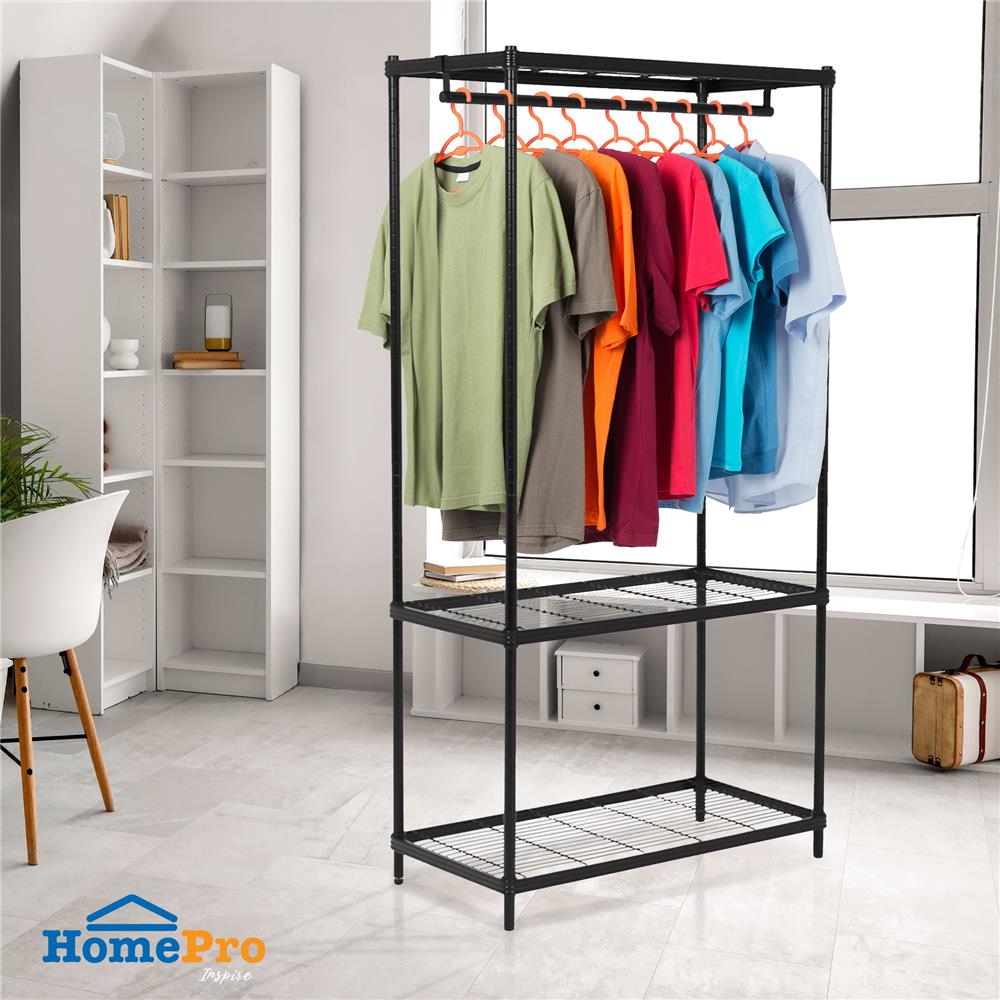 ตู้เสื้อผ้าราวแขวน PLIM LINEAR WR90-1-180 สีดำ