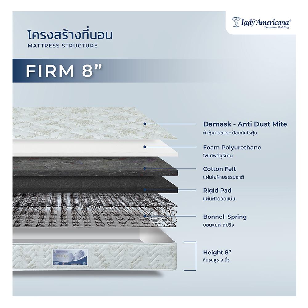 ที่นอน 6 ฟุต LADY AMERICANA HOTEL FIRM พร้อมหมอนหนุน 2 ชิ้น