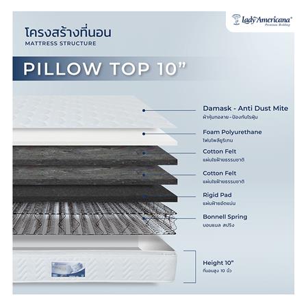 ที่นอน 6 ฟุต LADY AMERICANA HOTEL PILLOW TOP พร้อมหมอนหนุน 2 ชิ้น_4