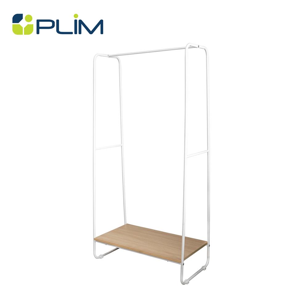 ราวแขวนผ้าชั้นวางไม้ 1 ชั้น PLIM 79x40x150 ซม. สีขาว
