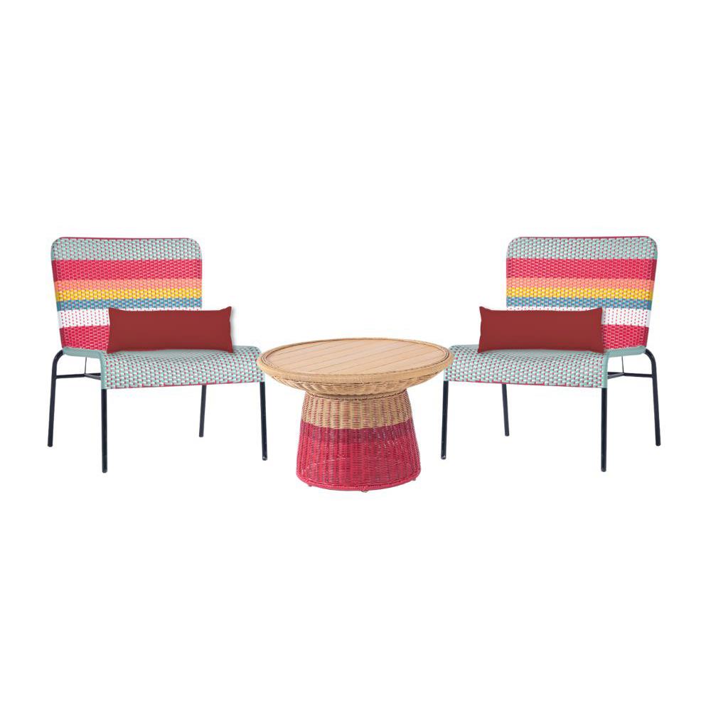 ชุดสนามหวายเทียม 2 ที่นั่ง SPRING BLOSSOM สีเบจ/แดง_1