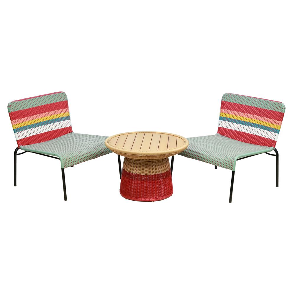 ชุดสนามหวายเทียม 2 ที่นั่ง SPRING BLOSSOM สีเบจ/แดง