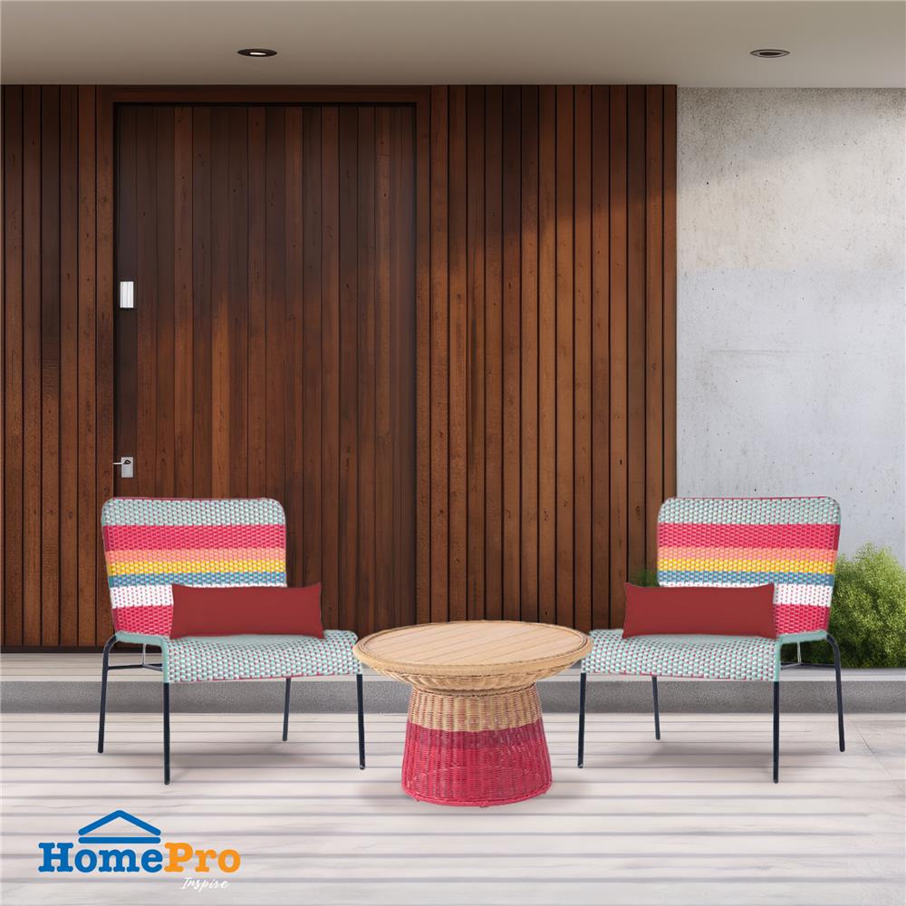 ชุดสนามหวายเทียม 2 ที่นั่ง SPRING BLOSSOM สีเบจ/แดง