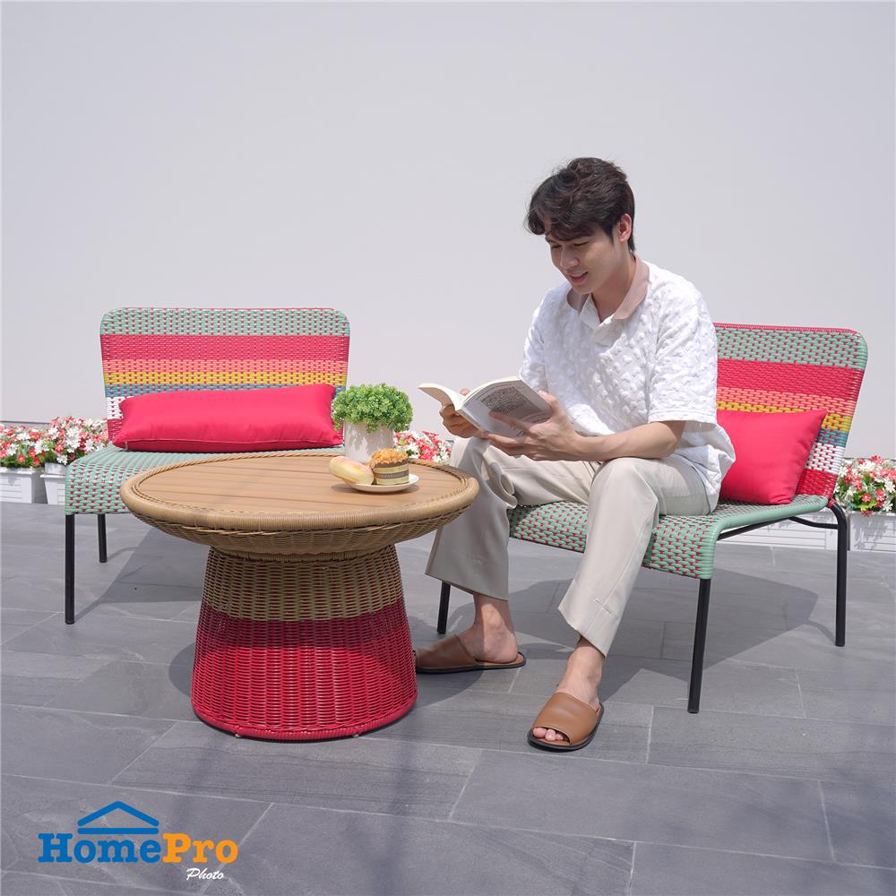 ชุดสนามหวายเทียม 2 ที่นั่ง SPRING BLOSSOM สีเบจ/แดง