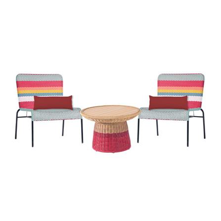 ชุดสนามหวายเทียม 2 ที่นั่ง SPRING BLOSSOM สีเบจ/แดง_0