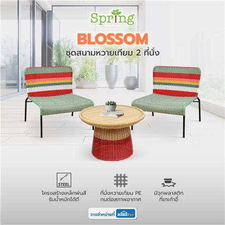 ชุดสนามหวายเทียม 2 ที่นั่ง SPRING BLOSSOM สีเบจ/แดง_14