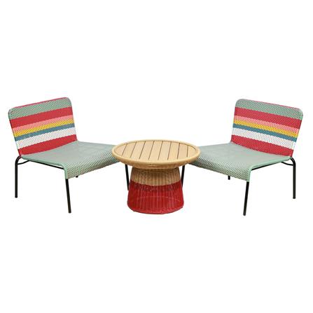 ชุดสนามหวายเทียม 2 ที่นั่ง SPRING BLOSSOM สีเบจ/แดง_2