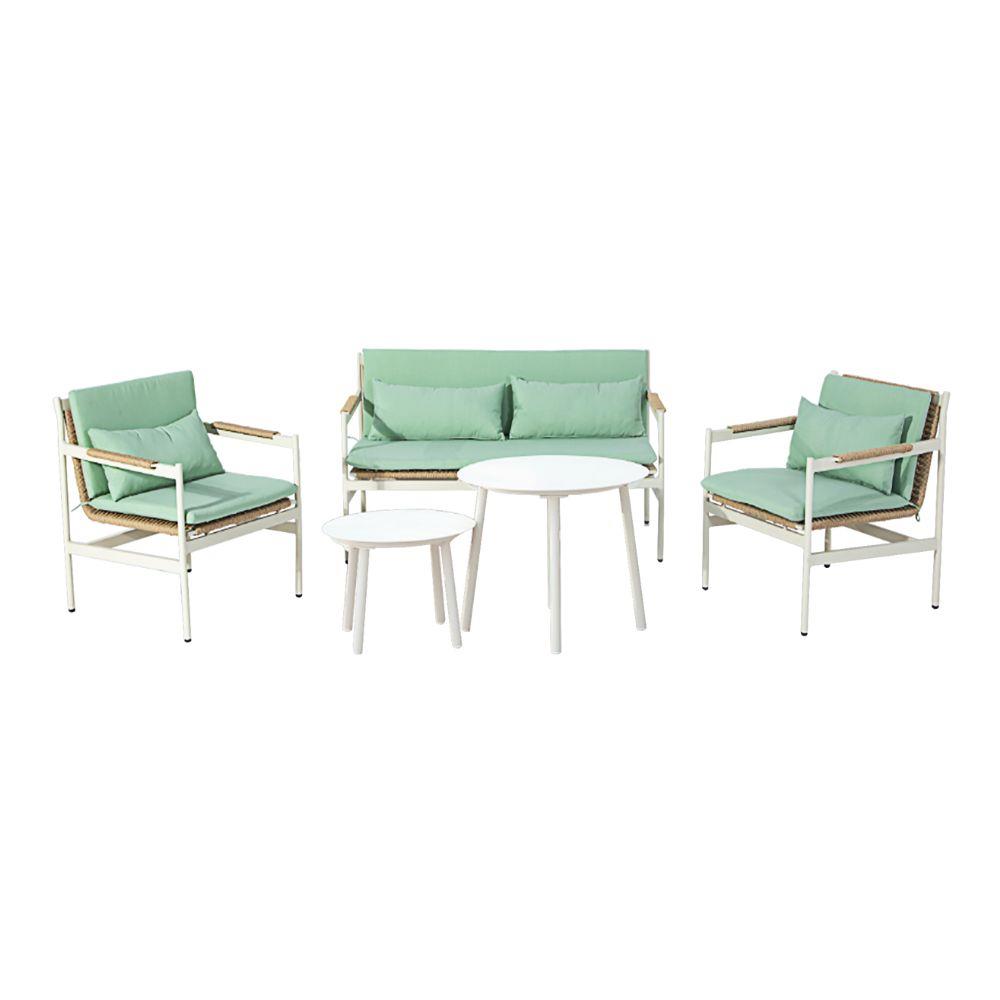ชุดโซฟาสนาม 4 ที่นั่ง SPRING MARINE สีเบจ/เขียว
