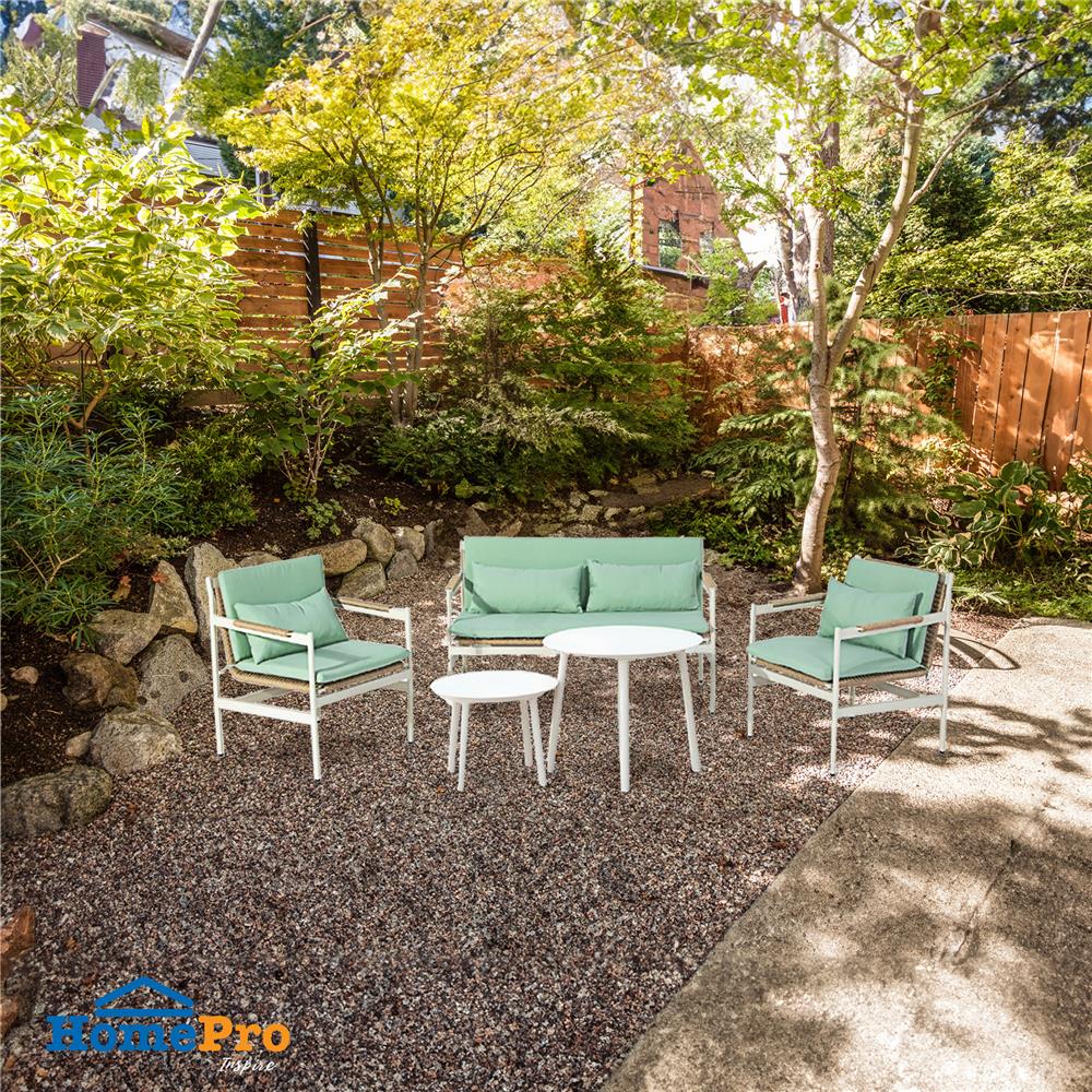 ชุดโซฟาสนาม 4 ที่นั่ง SPRING MARINE สีเบจ/เขียว