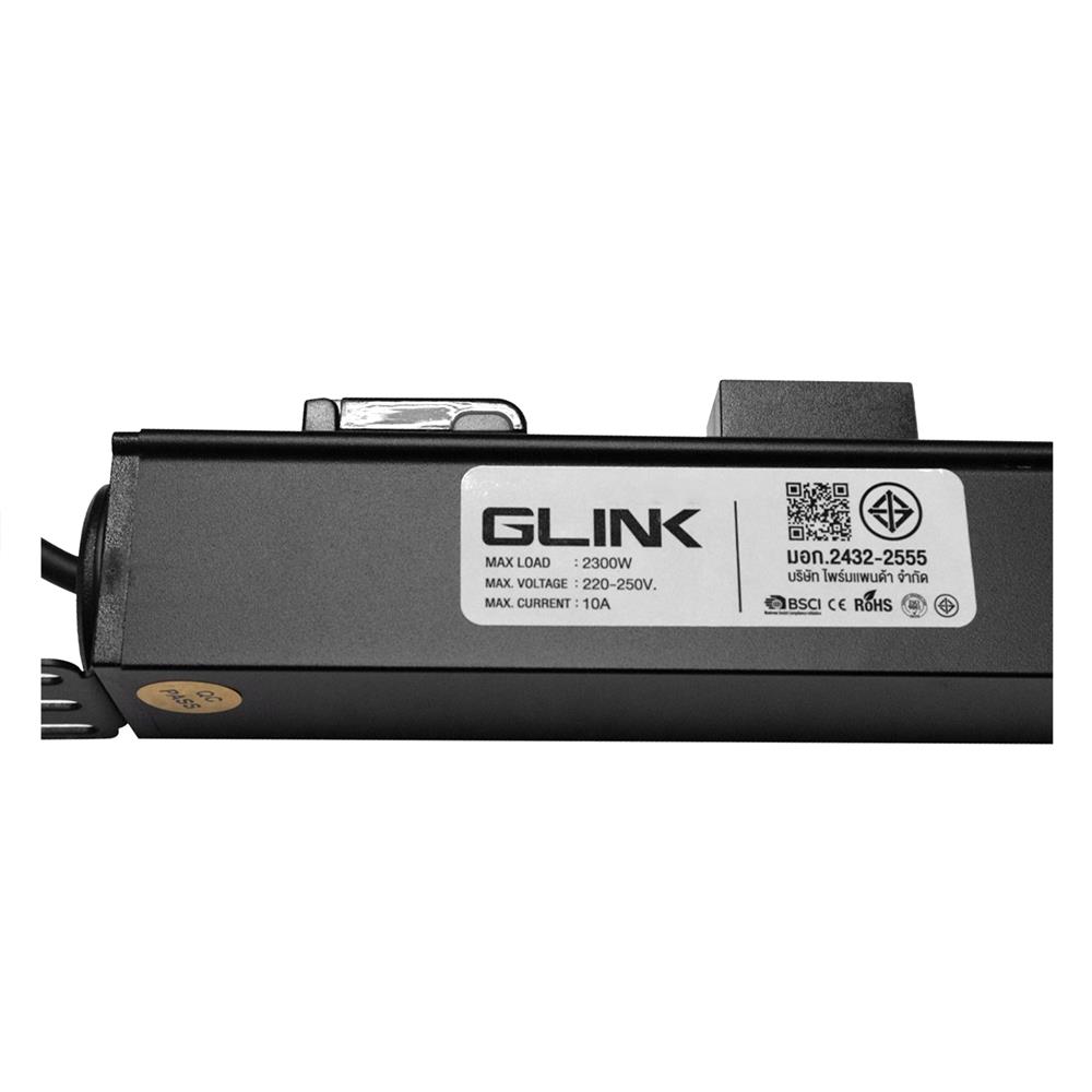 รางปลั๊กไฟตู้ RACK 6 ช่อง 1 สวิตซ์ GLINK GPDU-10K 2 ม. สีดำ