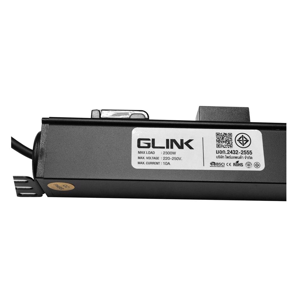 รางปลั๊กไฟตู้ RACK 10 ช่อง 1 สวิตซ์ GLINK GPDU-12K 2 ม. สีดำ