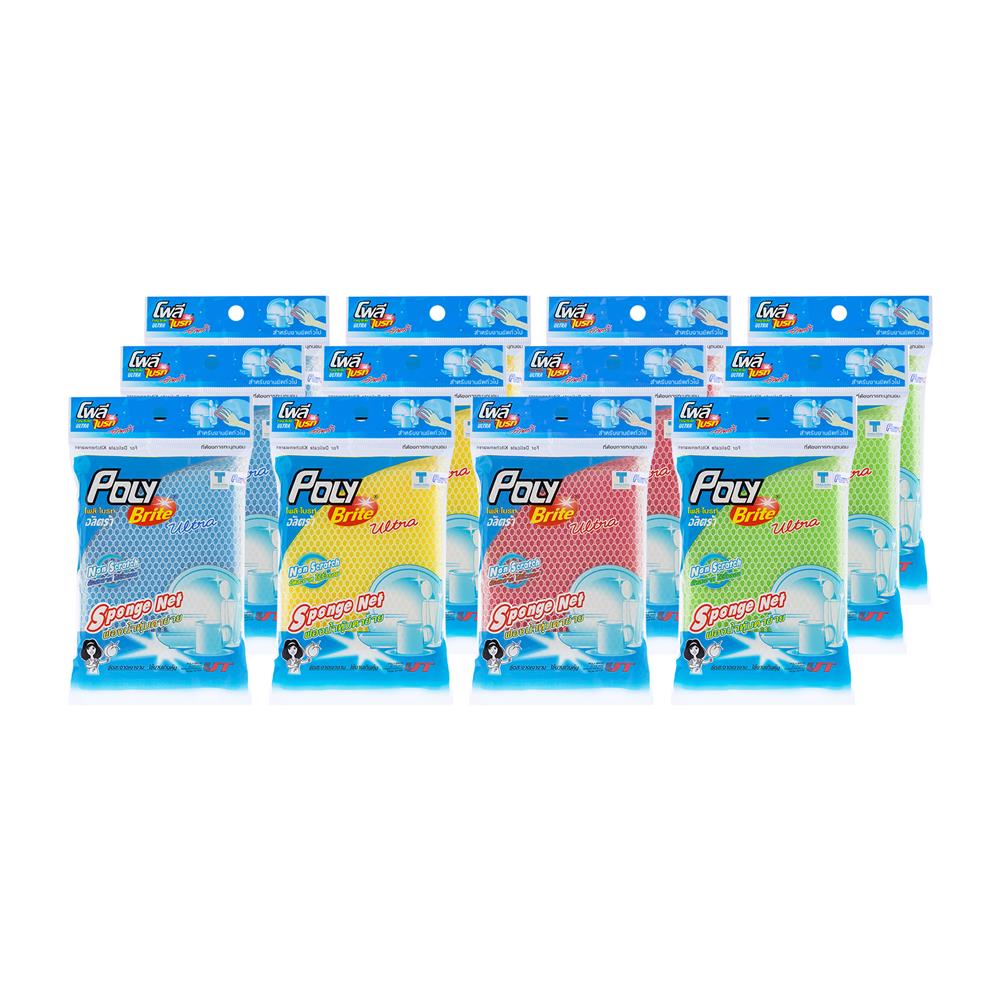 ฟองน้ำหุ้มตาข่าย POLY-BRITE 407-05 10x13x2 ซม. แพ็ก 12 ชิ้น